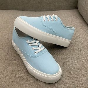 Women’s Light Blue Canvas Lace Up Sneakers✨